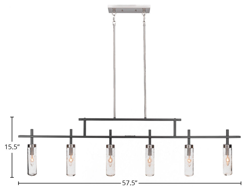 Salinda 6-Light Bar, Matte Black & Brushed Nickel/Clear Bubble