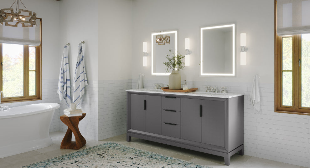 IB MIRROR Dimmable Lighted Bathroom Mirror Harmony, Crystal Clear Mirror, 55"x36"