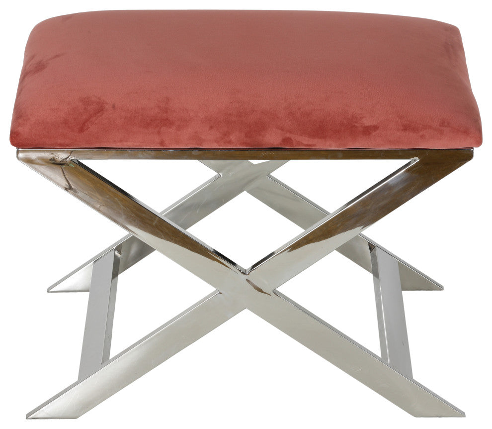 Cortesi Home Komodo X Bench Ottoman, 23", Blush Pink