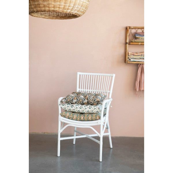 Cotton Printed Chair Cushion With Strawberry Floral Pattern