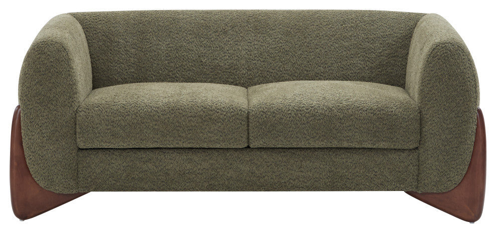 CKH 63" Upholstered Boucle Fabric Sherpa Loveseat, Olive Green