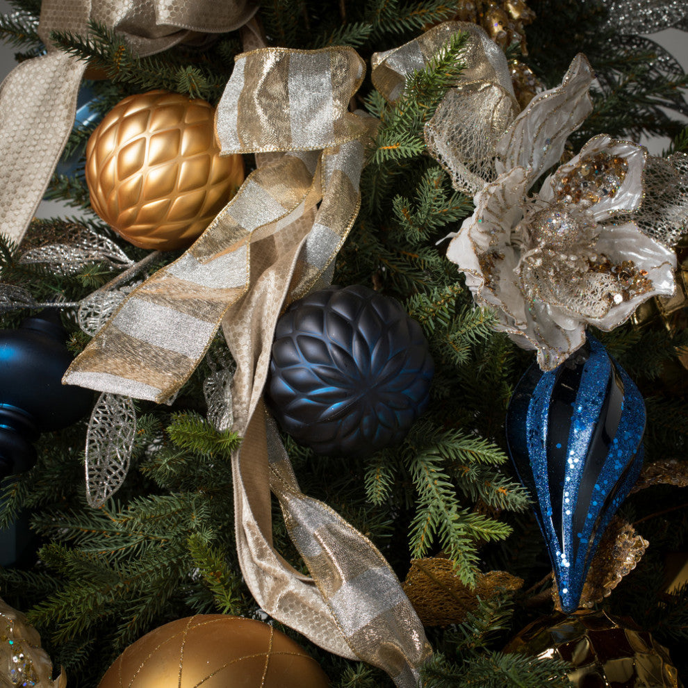 Vickerman M132504 8'' Green Glitter Swirl Drop Christmas Ornament, Midnight Blue