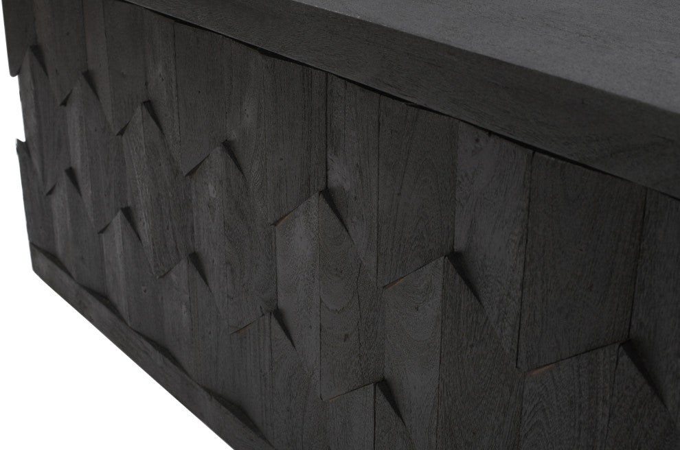 Onyx Storage Cocktail Table in Dark Gray on Mango Solid Wood