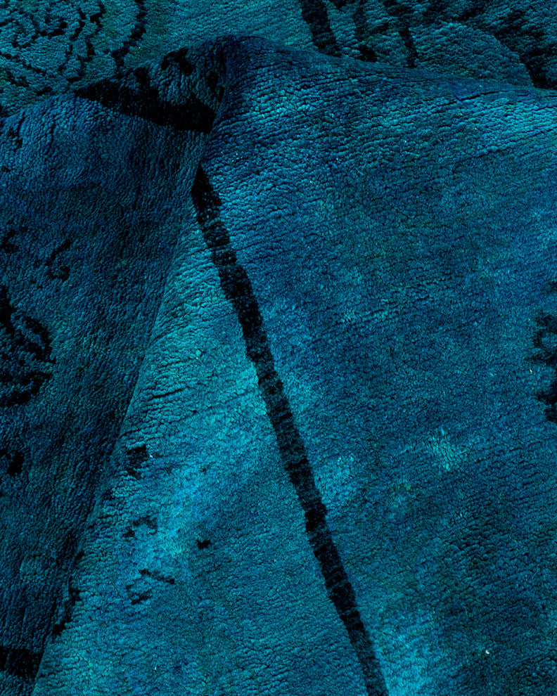 Fine Vibrance, One-of-a-Kind Hand-Knotted Area Rug Blue, 9' 2" x 11' 1"