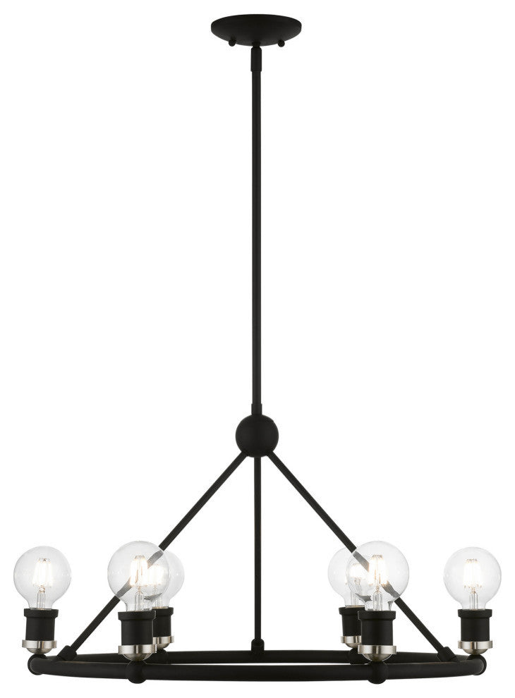 Lansdale 6 Light Black With Brushed Nickel Accents Chandelier