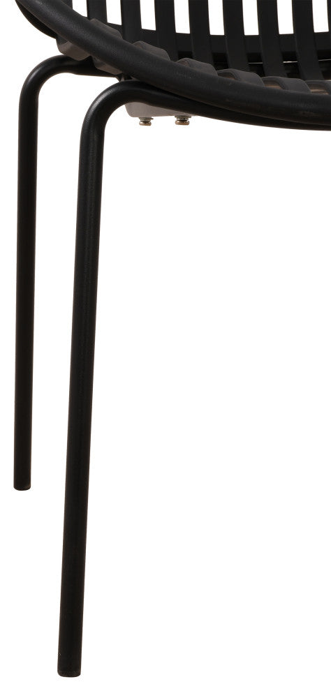 GDF Studio 7-Piece Outdoor Dining Set, Table & Stackable Chairs, Black/Teak