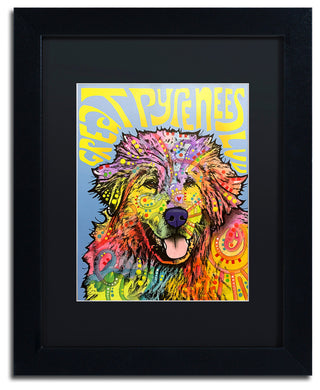 Dean Russo 'Great Pyrenees' Art, Black Frame, Black Matte, 14"x11"