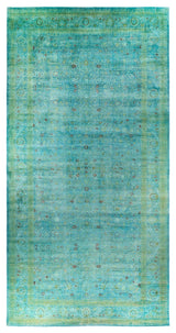 Overdyed, One-of-a-Kind Hand-Knotted Area Rug Green, 10'3"x20'4"