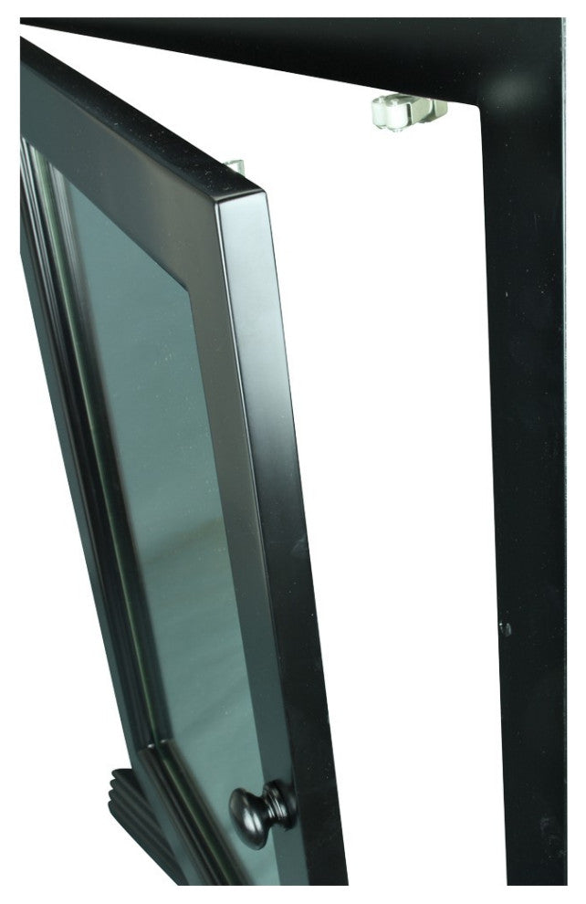 Black Bathroom Wall Mount Corner Medicine Cabinet  Solid Wood Recessed Mirror