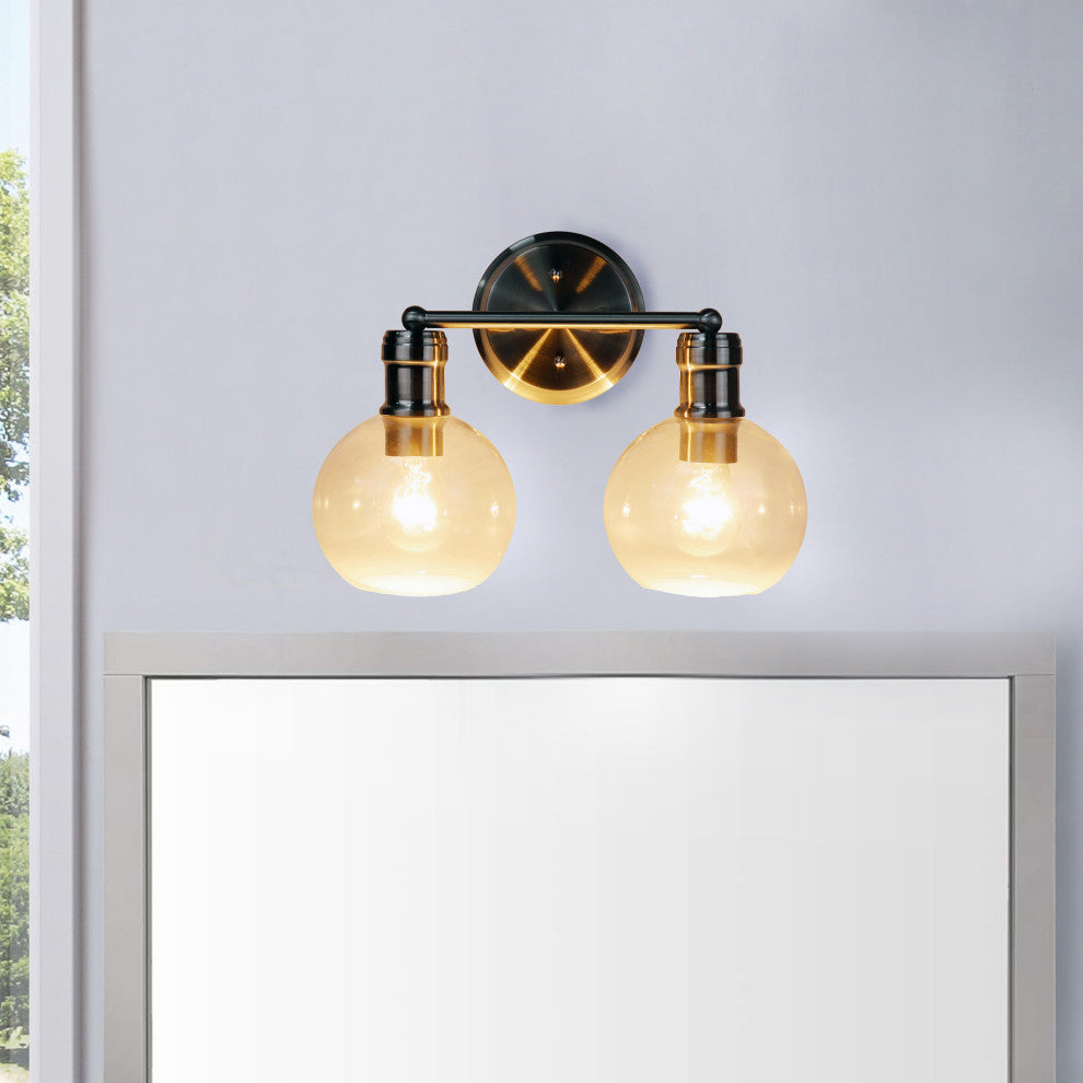 Oxa Transitional Brushed Nickel 2 Light Vanity Bath Light 14" Wide