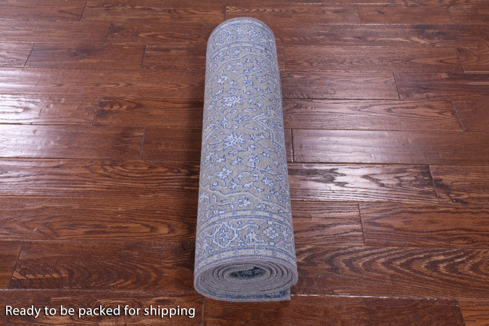 2' 6" X 10' 2" Runner Persian Heriz Serapi Wool & Silk Handmade Rug - Q15984