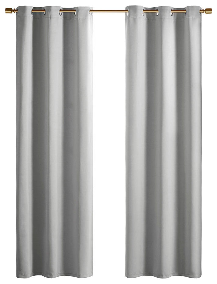 SunSmart Taren Solid Blackout Triple Weave Grommet Top Curtain Panel Pair