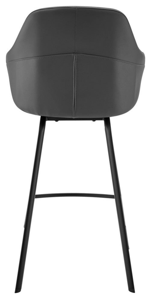 26" Gray and Black Fabric and Iron Low Back Counter Height Swivel Bar Chair