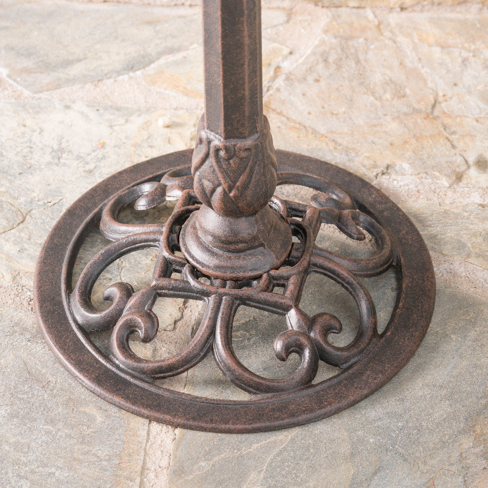 GDF Studio Lancaster Outdoor Bronze Aluminum Top Bird Bath With Iron Base