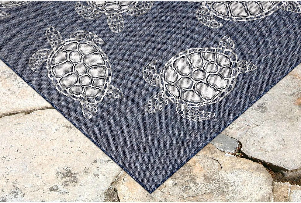 Carmel Seaturtles Indoor/Outdoor Rug, Navy, 6'6"x9'3"