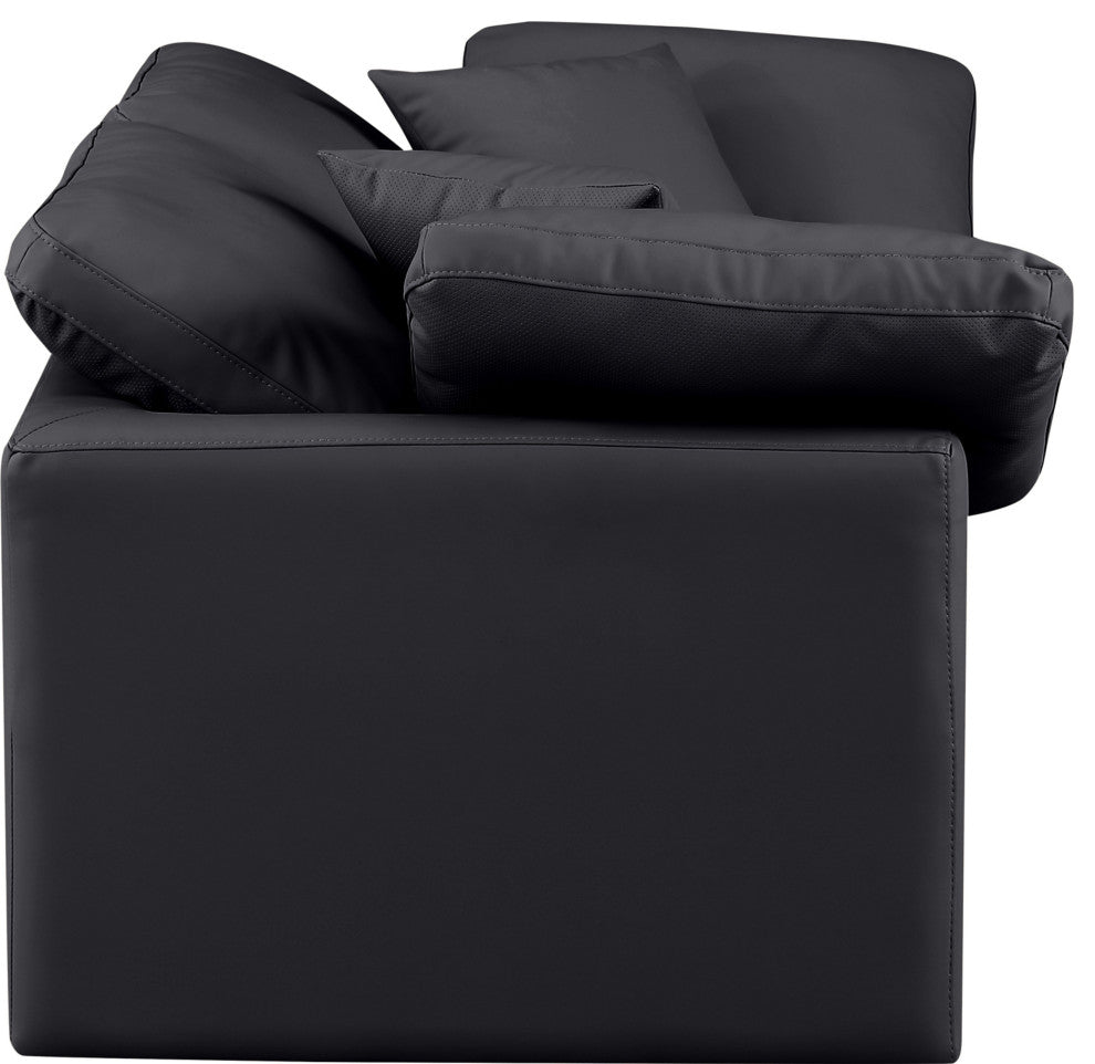 Indulge Upholstered Modular Sofa, Black, 2-Piece: 2 Corner Chair, Fiber Stuffed Vegan Leather