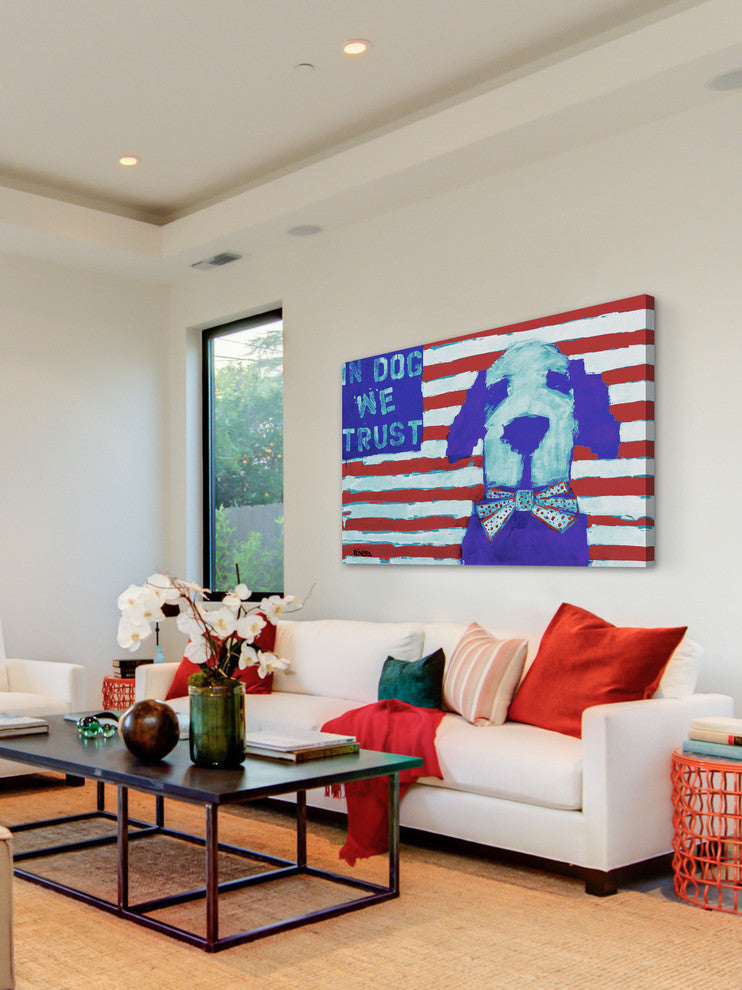 "Funky in Dog We Trust" Painting Print on Wrapped Canvas, 18"x12"