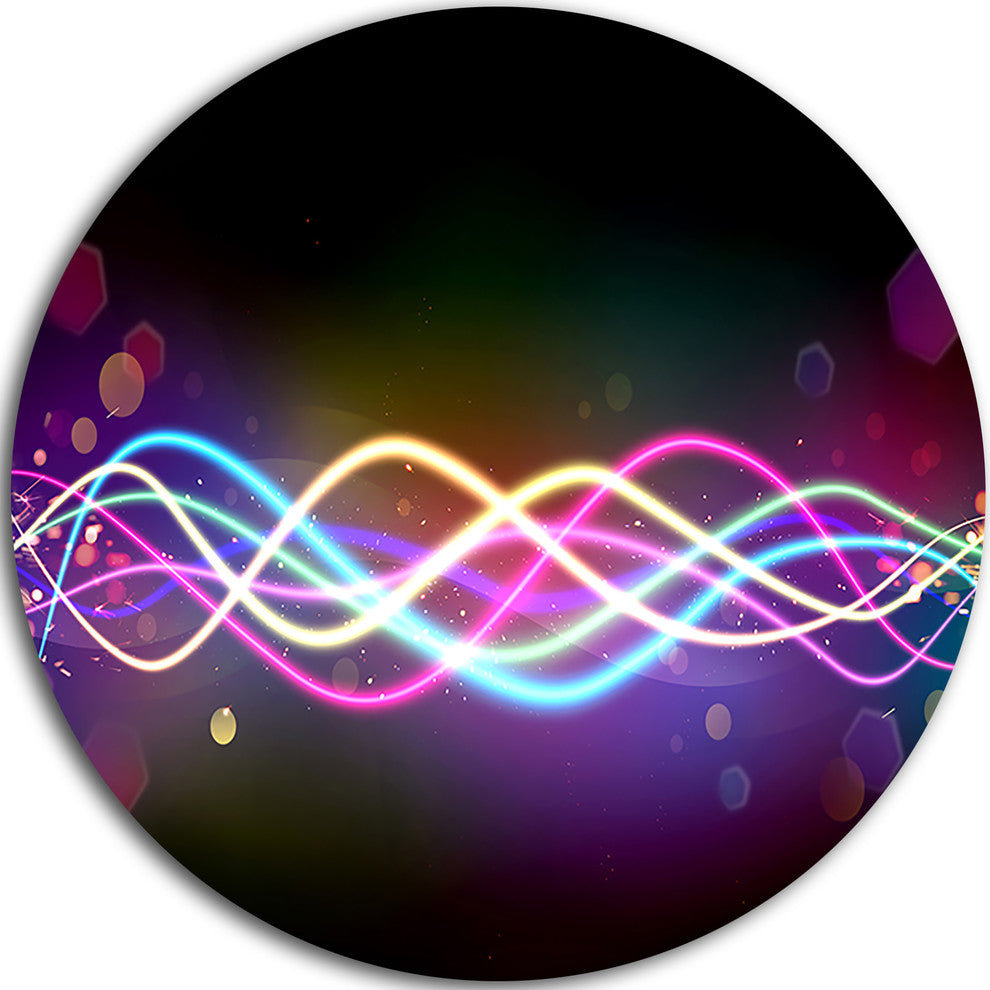 Multi-Colored Tangled Lines, Abstract Digital Disc Metal Wall Art, 11"
