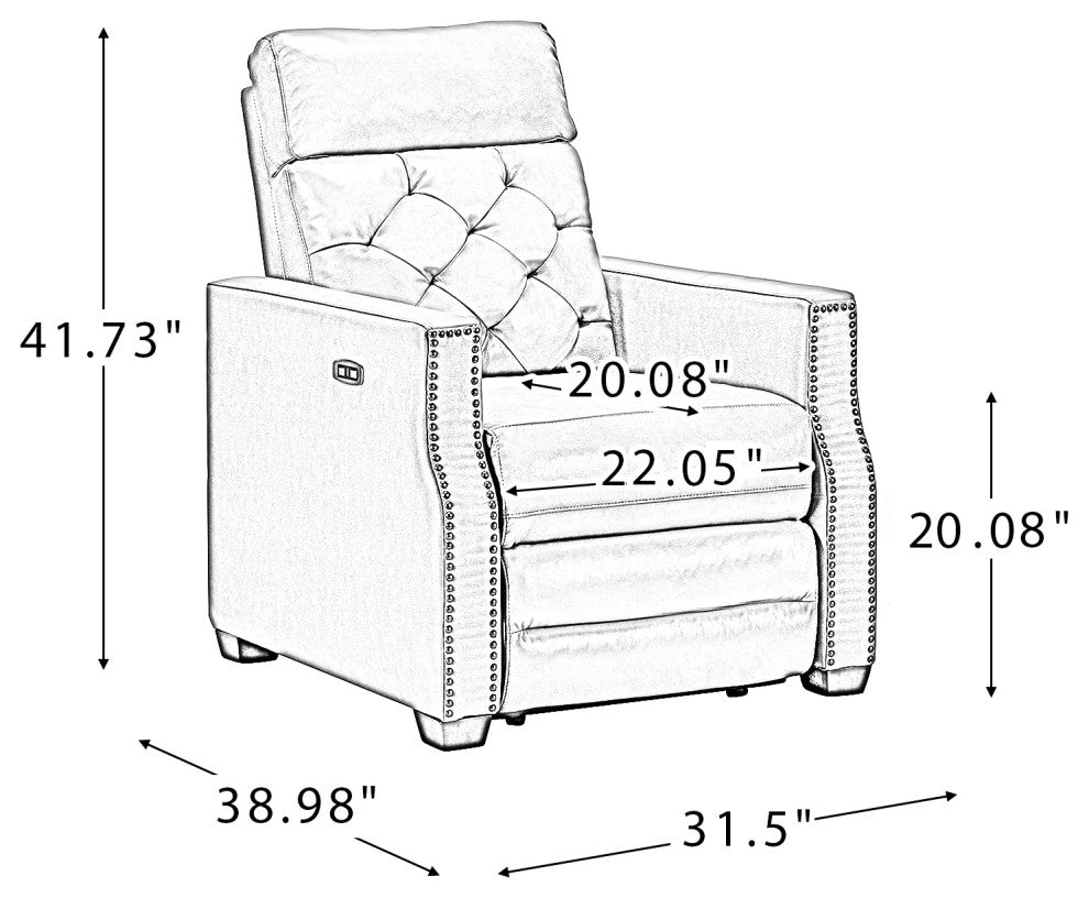 Fernando 31.50"W Genuine Leather Power Recliner, Set of 2, Camel
