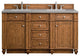 Bristol 60" Double Vanity, Saddle Brown, Gray Expo Quartz Top