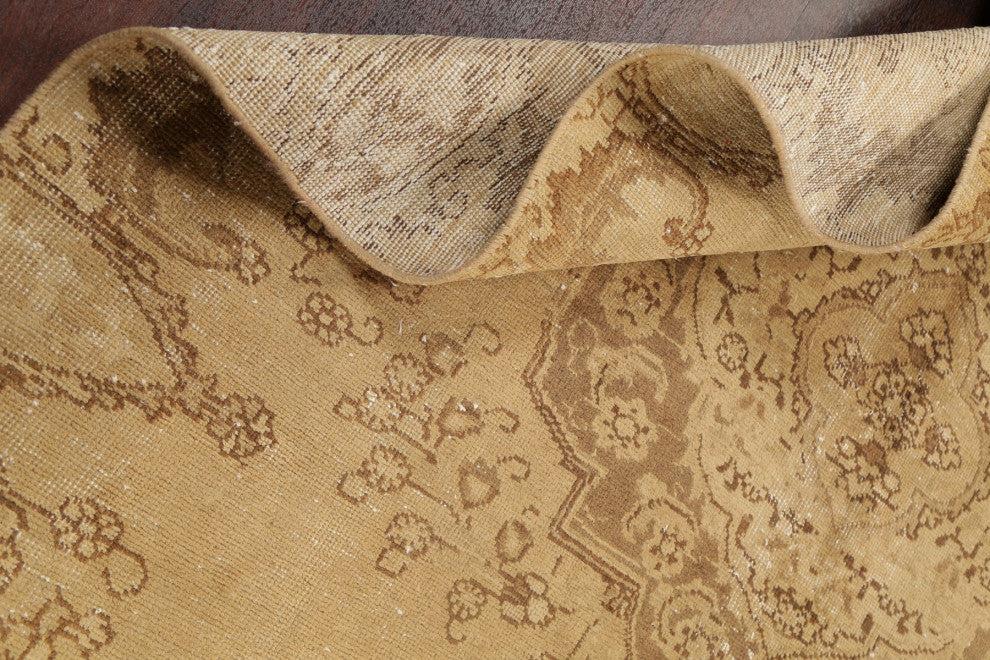 Consigned, Faded Persian Traditional Handmade Vintage-Style Area Rug, Brown, 6x8