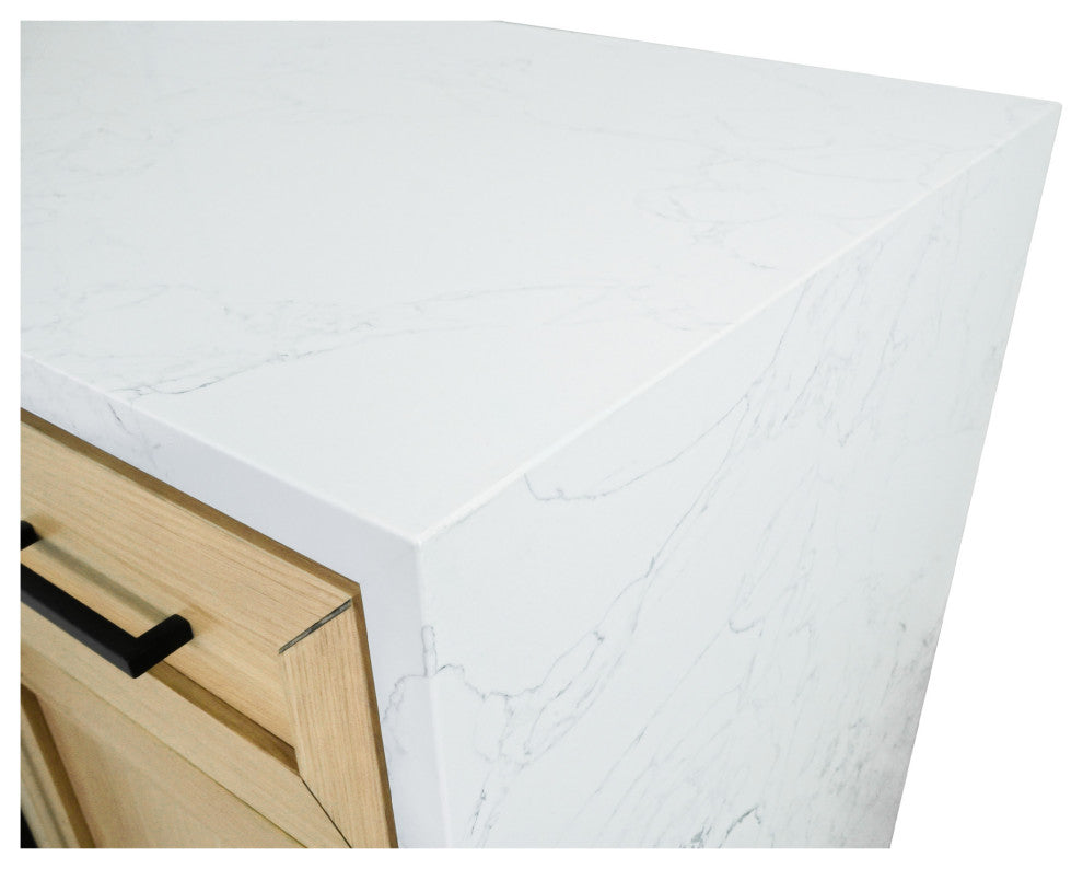 Palisade 48" Kitchen Island, Blonde, Engineered Marble
