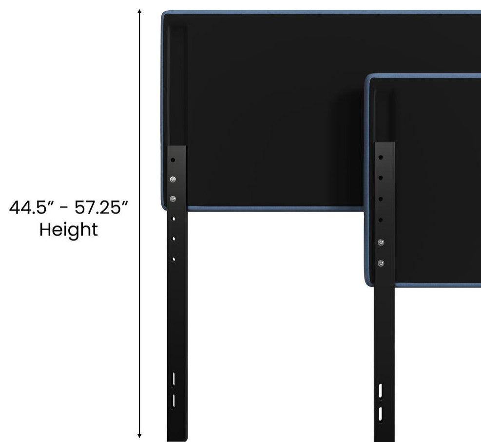 Paxton Stitched Upholstered Adjustable Height Headboard, Blue, Twin