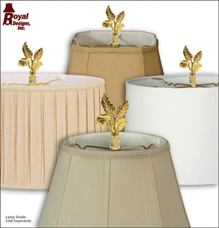 Royal Designs Elegant Leaves Finial, Polished Brass, Single