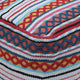 Hilliard Boho Handcrafted Peruvian Print Cube Pouf, White + Yellow + Red Multi Color