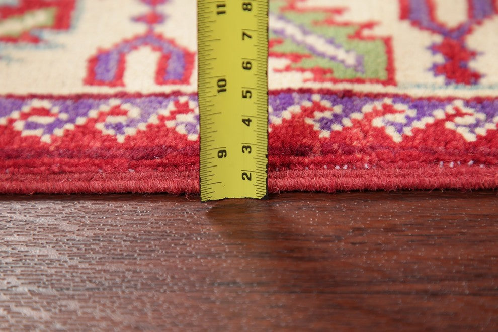 Traditional Kazak Oriental Hand-Knotted Pakistani Wool Runner Rug, 5'10"X2'0"