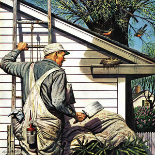 "House Painter and Bird's Nest" Print on Canvas by Stevan Dohanos