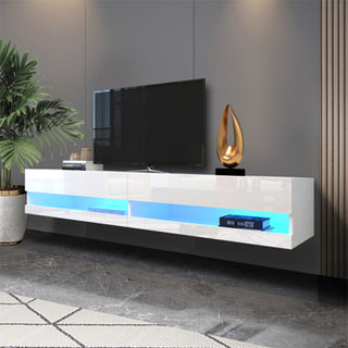 Modern White MDF benches Wall Mounted Floating TV stand with 20 Color LEDs