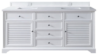 Savannah 72" Double Vanity, Bright White,, 3 Cm Classic White Quartz Top