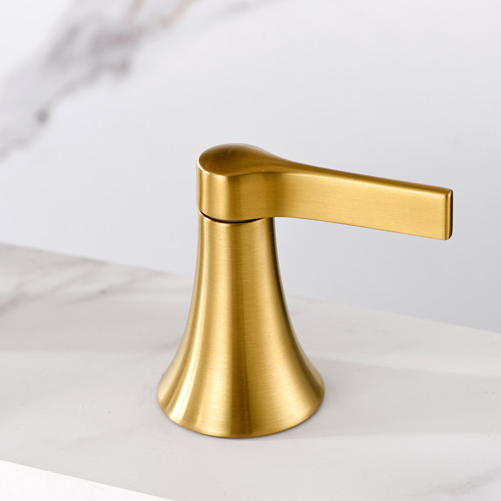 Luxier WSP11-T 2-Handle Widespread Bathroom Faucet with Drain, Brushed Gold