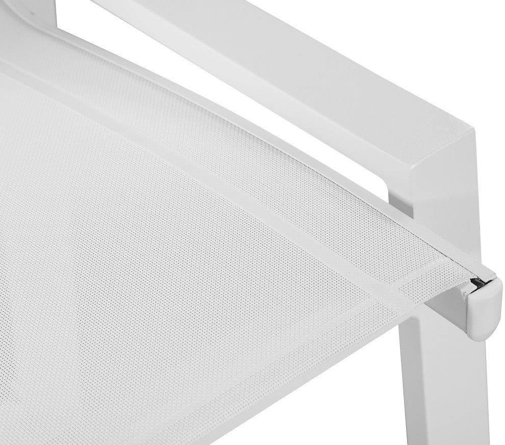 Nizuc Mesh Water Resistant Patio Aluminum Barstool, Set of 2, White, White Frame