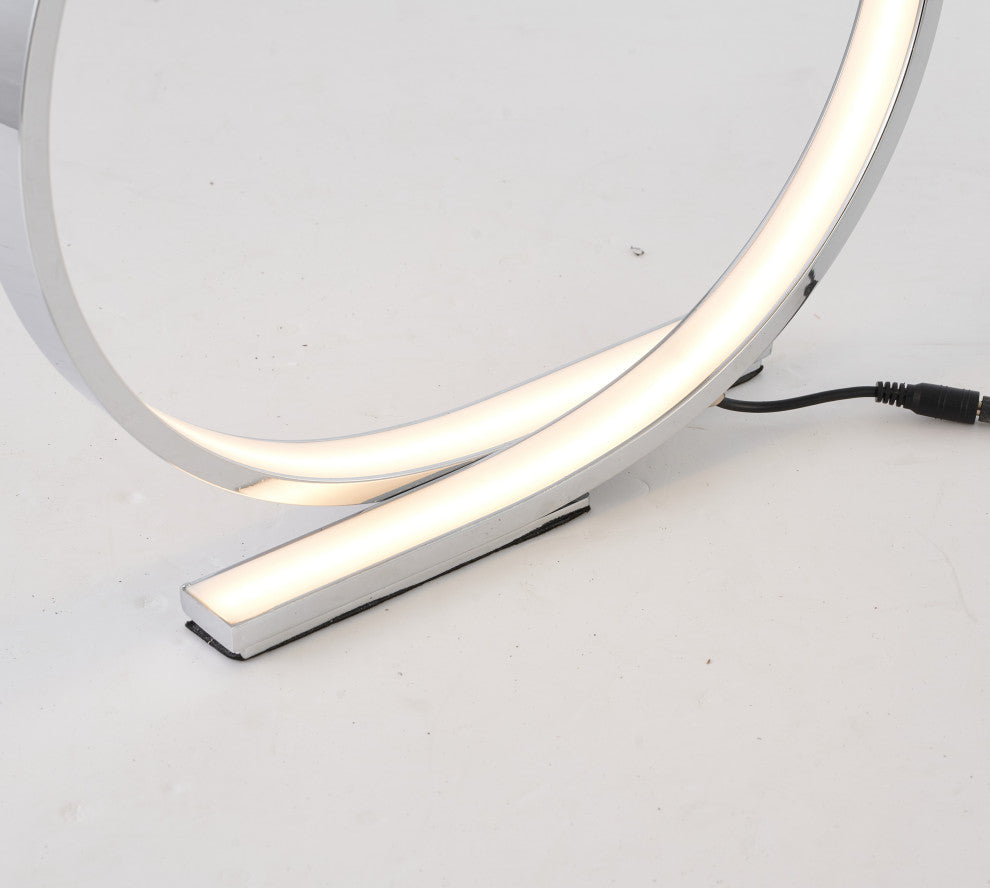 Chrome Round LED Strip Table Lamp
