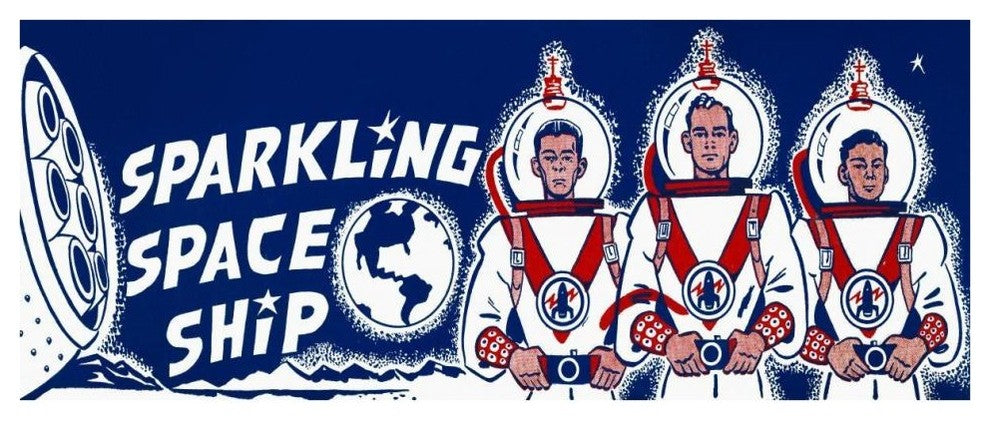 "Sparkling Space Ship" Digital Paper Print by Retrorocket, 42"x18"