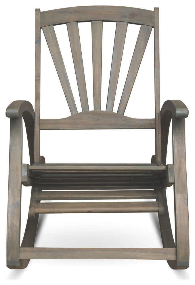 GDF Studio Alva Outdoor Acacia Wood Rocking Chair With Footrest, Gray Finish