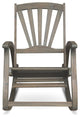 GDF Studio Alva Outdoor Acacia Wood Rocking Chair With Footrest, Gray Finish