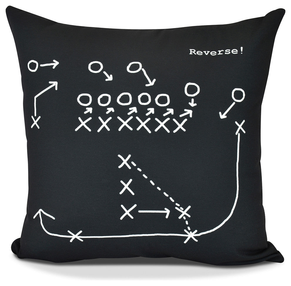 Reverse!, Geometric Print Pillow, Black, 26" x 26"