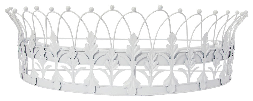 Decorative Metal Curtain or Canopy Crown, White Finish