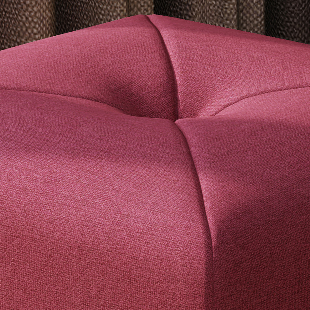 GDF Studio Cassie Fabric Square Ottoman, Deep Red