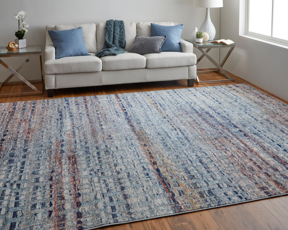 Weave & Wander Adelmo Abstract Contemporary Rug, Blue/Multi, 7'10"x10'