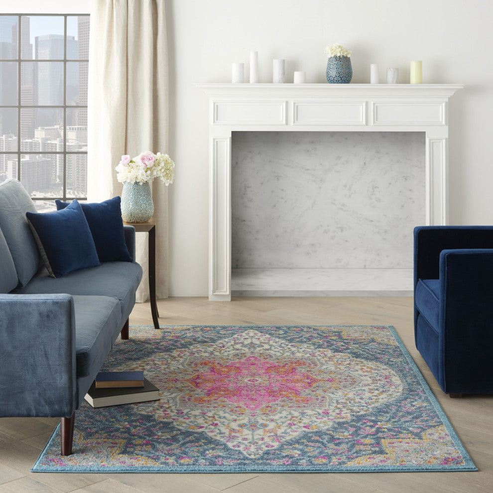 5' X 7' Teal Blue Power Loom Area Rug