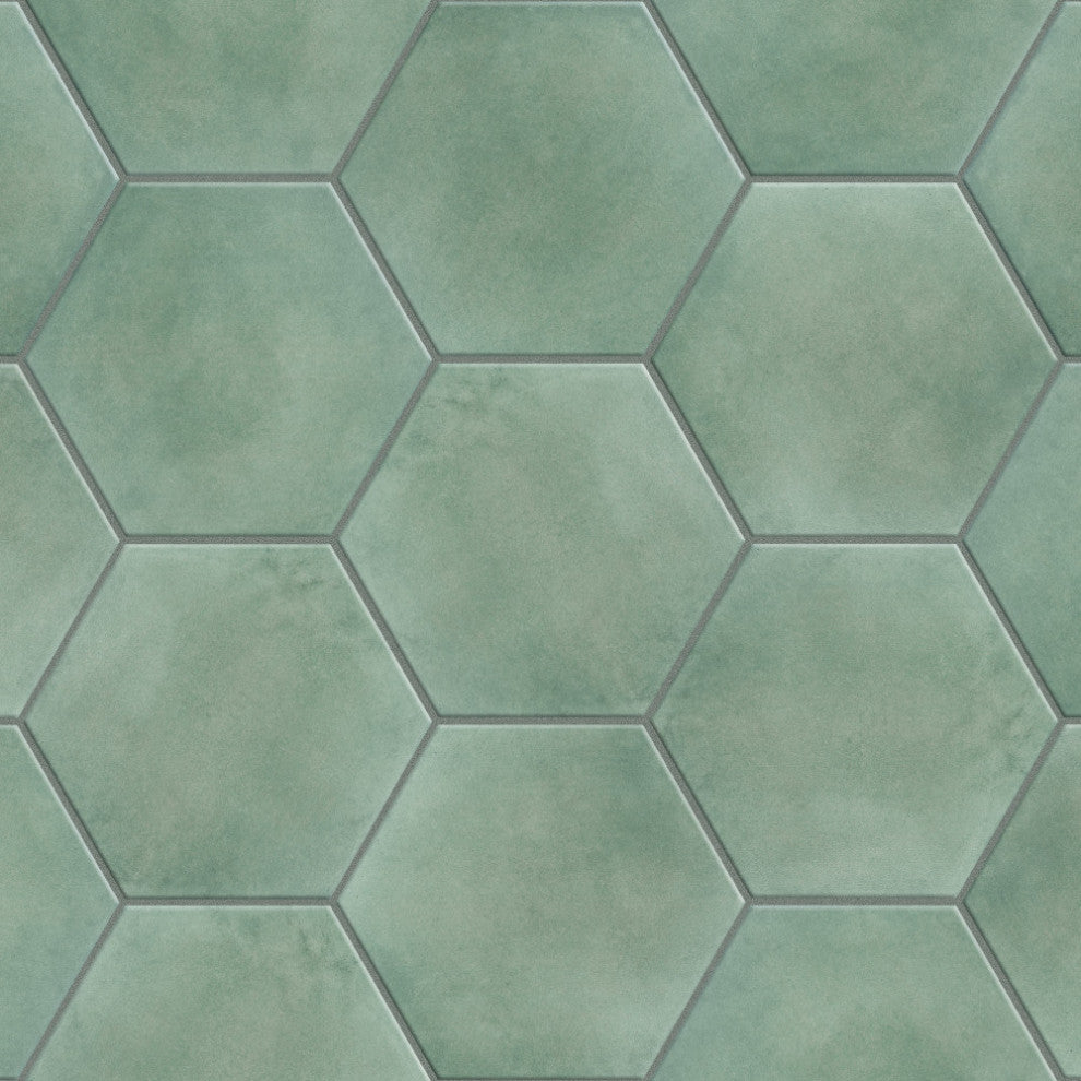 Matter Hex Green Porcelain Floor and Wall Tile