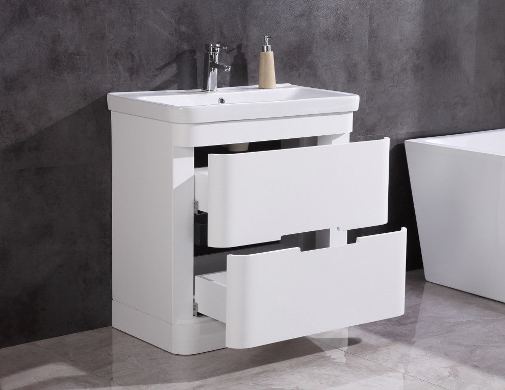 32" Bathroom Vanity With Led Mirror, PVC