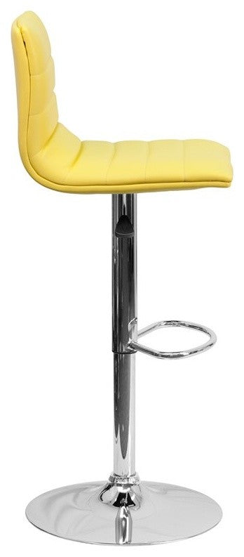 Estella Lois Mid-Back Yellow Vinyl Swivel Adjustable Barstool