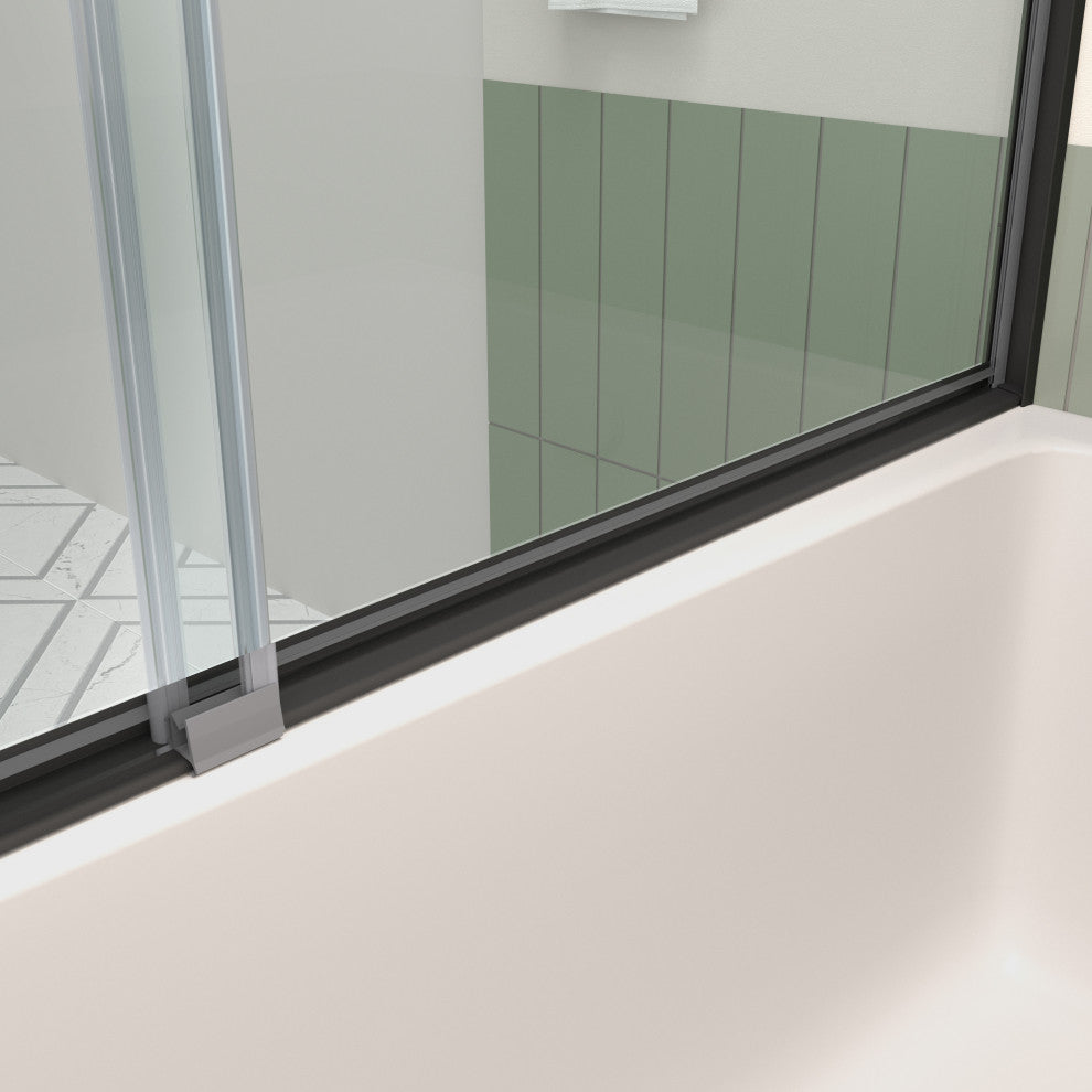 Biviere 60"x58" Sliding Bathtub Door, CrystalTech Treated 1/4" Tempered Glass