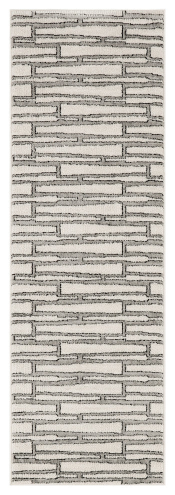 Nourison Nordic 2'' x 6'' Ivory Grey Scandinavian Indoor Rug