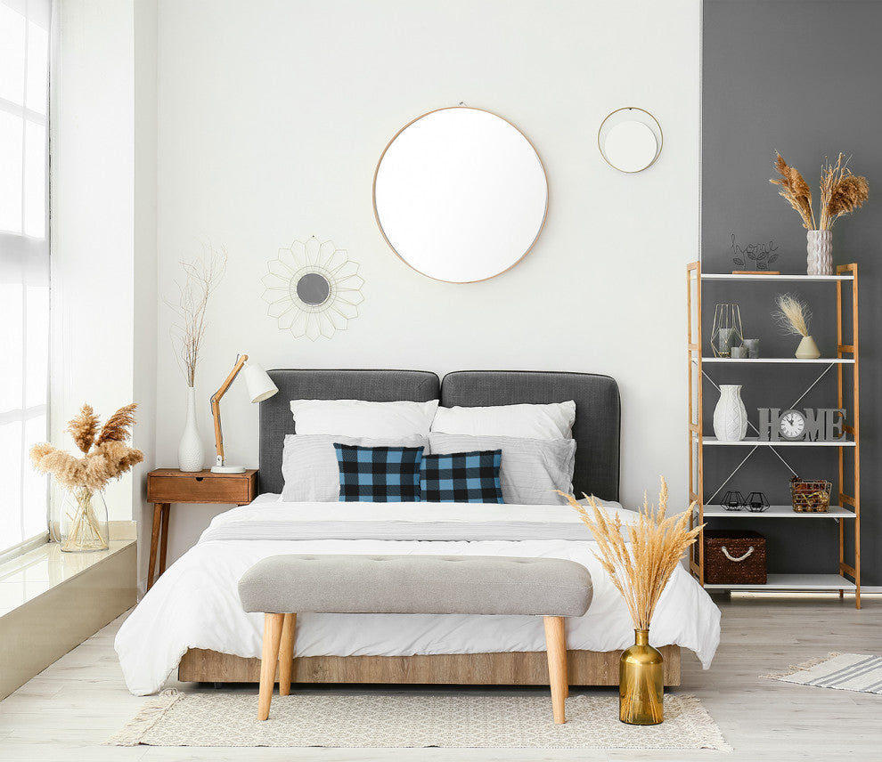 Buffalo Plaid Accent Pillow, Chambray, 20"x20"